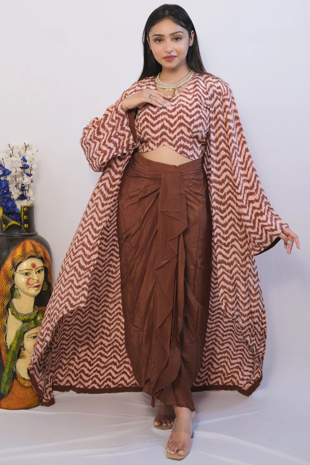 coco with pink dhoti set