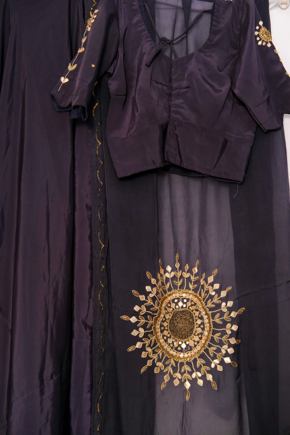 Navy Blue Silk Zardose Lehenga