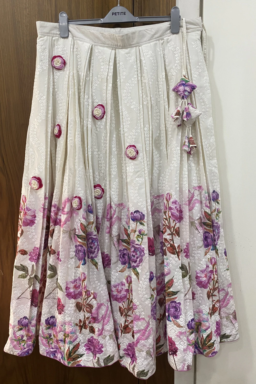 Purple & White Cotton Crocio Handwork Lehenga set