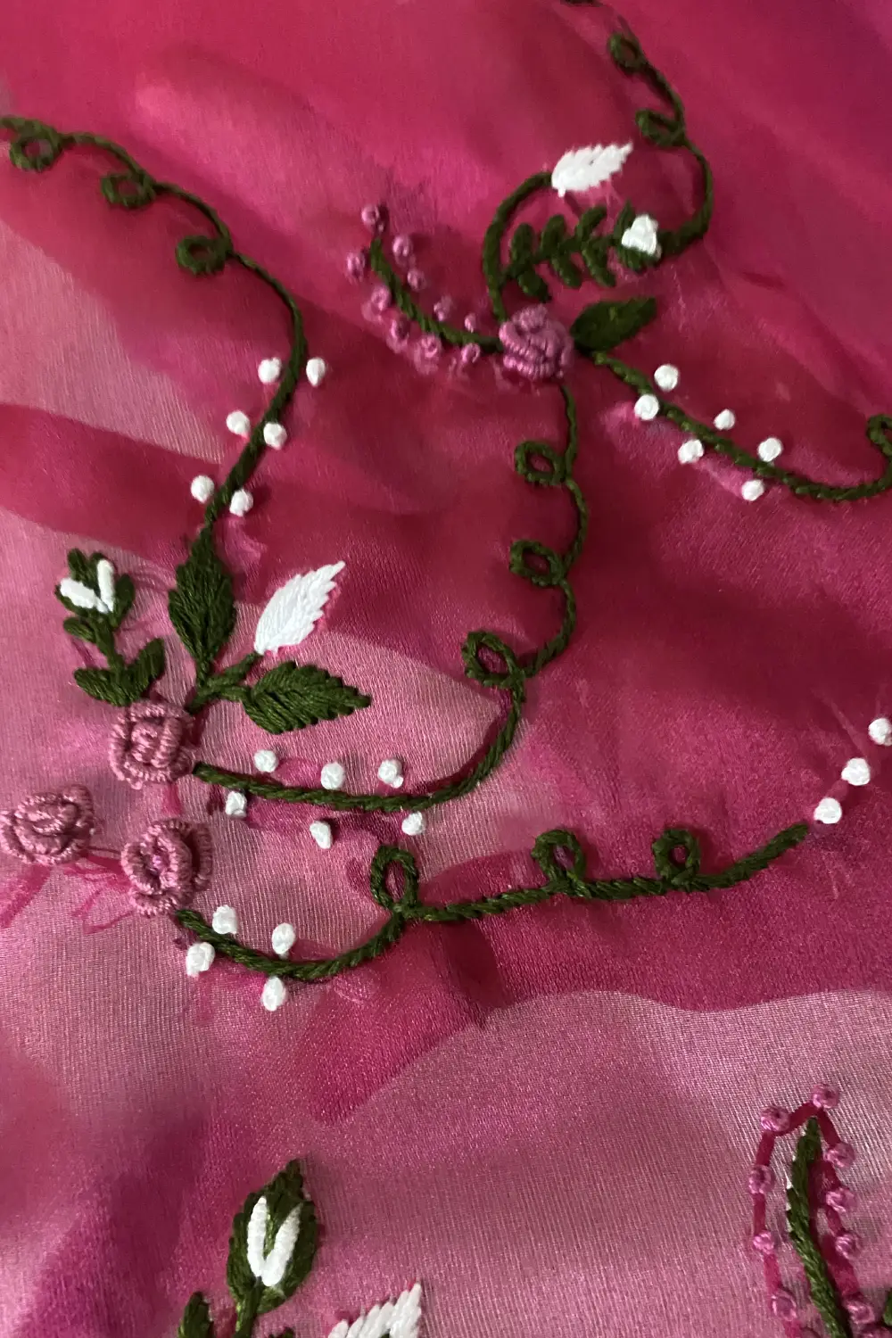 Rani Pink Gaji Silk Threadwork Lehenga Set