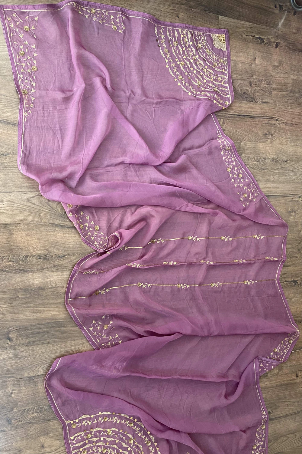 Lavender silk zardose lehenga set