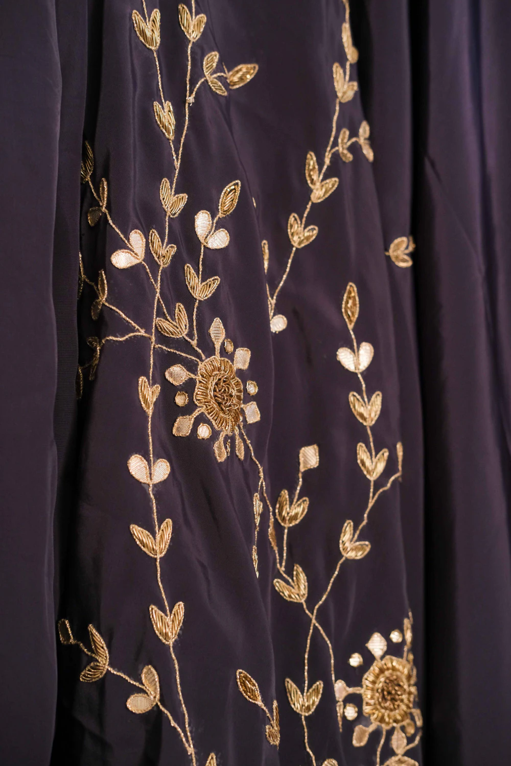 Navy Blue Silk Zardose Lehenga