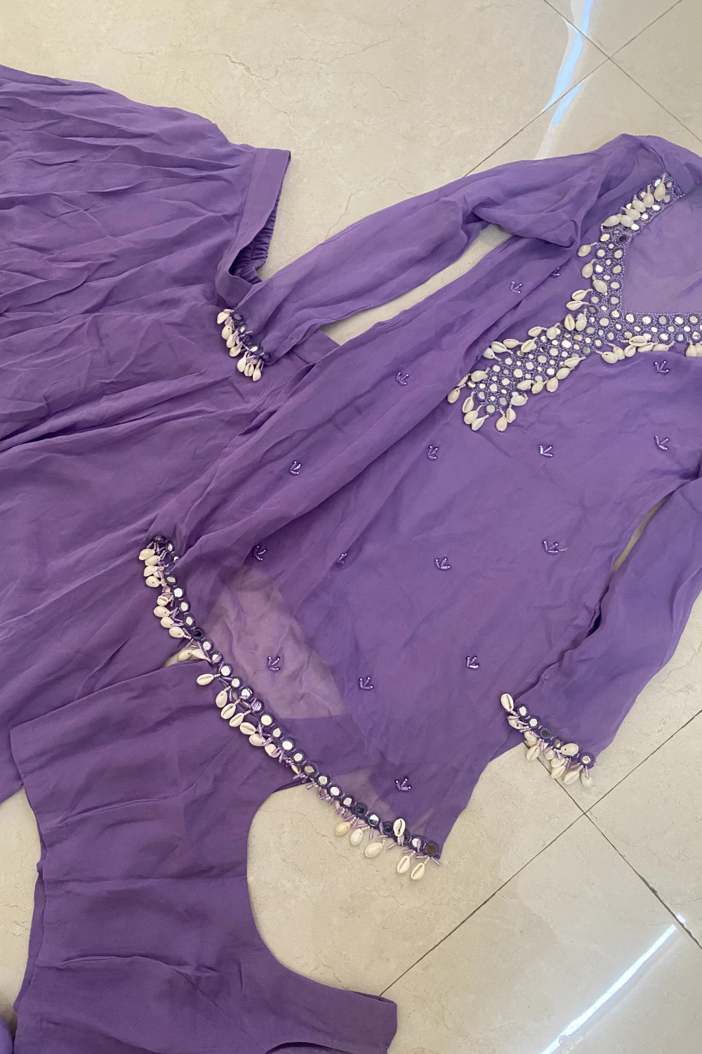 purple pure georgette plazo set