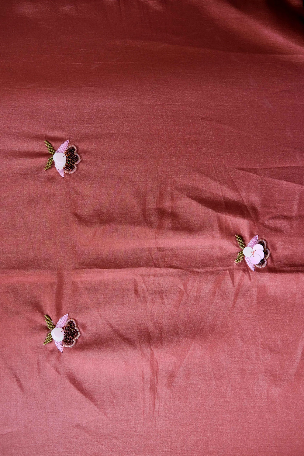 rust jute silk mixed  handwork saree