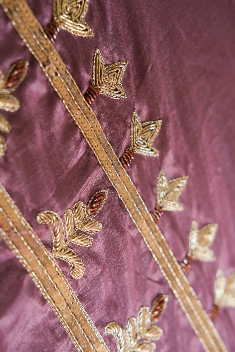 Mauve jute silk zardose handwork saree