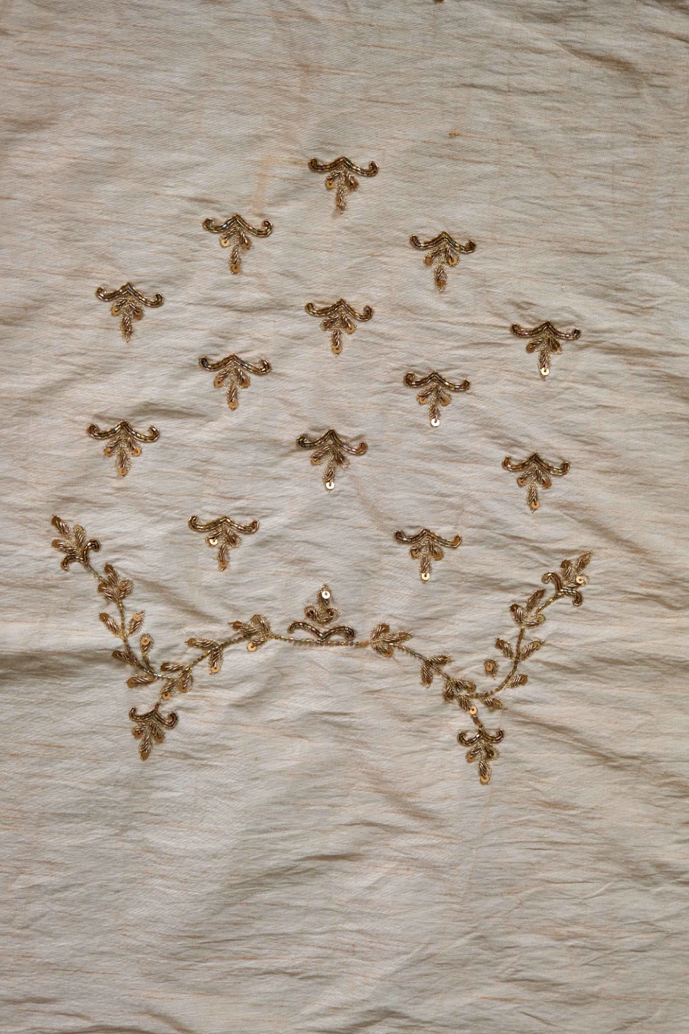 Gold stripe tissue handwork saree